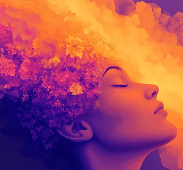 Meditating figure under a tree